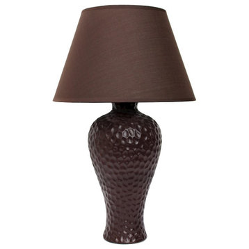Creekwood Home Ceramic Textured Table Desk Lamp With Brown Finish CWT-2002-BW