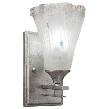 Uptowne 1-Light Wall Sconce, Aged Silver/Fluted Frosted Crystal