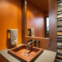 powder room in basement