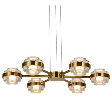Milano 25" ETL Certified LED Height Adjustable Pendant Chandelier, Antique Brass
