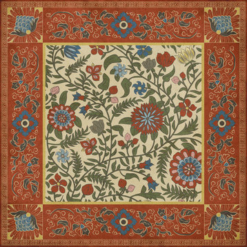 Williamsburg - Indian Quilt - Delhi 36x36 Vintage Vinyl Floorcloth