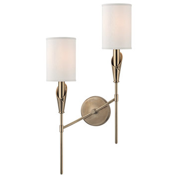 Hudson Valley Tate 2-LT Left Wall Sconce 1312L-AGB - Aged Brass
