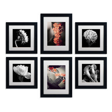 Floral Gallery Wall Collection' Multi-Panel Matted Framed Canvas Art Set