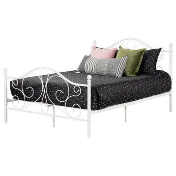 Summer Breeze Complete Metal Platform Bed , White, W55.86 x D78 x H41.75