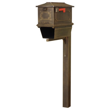 Kingtson Mailbox With Newspaper Tube and Springfield Post, Copper