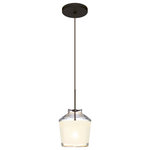 Besa Lighting - Besa Lighting 1XT-PIC6WH-BR Pica 6 - One Light Cord Pendant with Flat Canopy - Pica 6 is a compact tapered glass with a broad angPica 6 One Light Cor Bronze White Sand Gl *UL Approved: YES Energy Star Qualified: n/a ADA Certified: n/a  *Number of Lights: Lamp: 1-*Wattage:50w GY6.35 Bi-pin bulb(s) *Bulb Included:Yes *Bulb Type:GY6.35 Bi-pin *Finish Type:Bronze