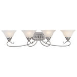Livex Lighting - Coronado Bath Light, Brushed Nickel - Classic brushed nickel four light fixture paired with white alabaster glass. Timeless in its vintage appeal, this light is stylish for both new and restored homes.