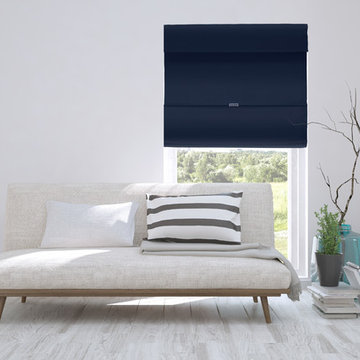 Commodore Blue (Room Darkening) - Roman Shades (Fabric & Natural Woven)