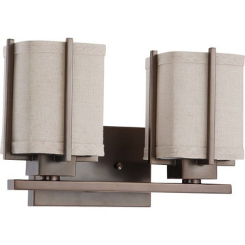 Fabric Shade 2-Light Bath Vanity, Hazel Bronze and Khaki