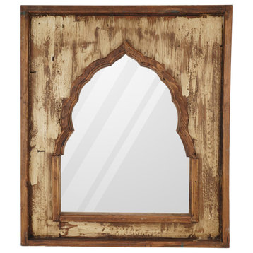 Casablanca Vintage Inspired Wood Accent Vanity Mirror, Antique White