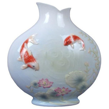 Koi, Lotus Pond Coupe, Animal, Fine Porcelain