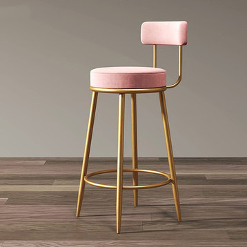Luxury Golden Counter Stool, Pink, H25.6"