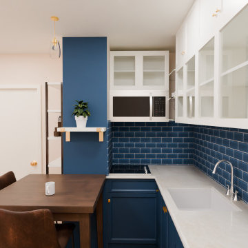 Cuisine studio fonctionnelle et minimaliste