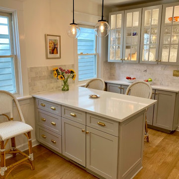 Custom Floating Shelves, Farm Sink conversion, Custom Painted Cabinets