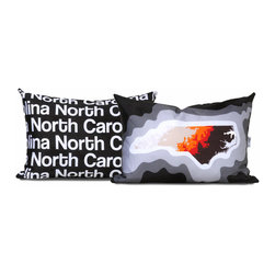 North Carolina Map Pillow, Charcoal - Decorative Pillows