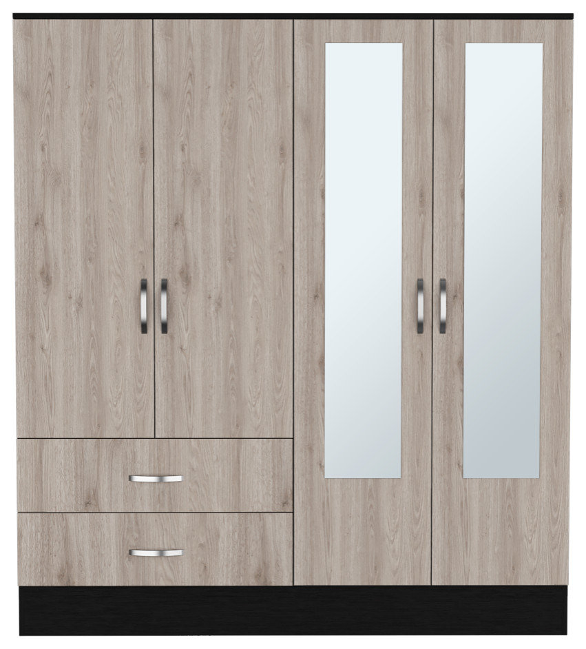 Armoire Ron,Bedroom Black / Light Gray Transitional Armoires And