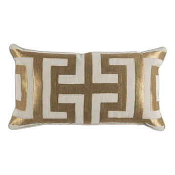 Kosas Home Carly Embroidered 14x26 Throw Pillow, Gold