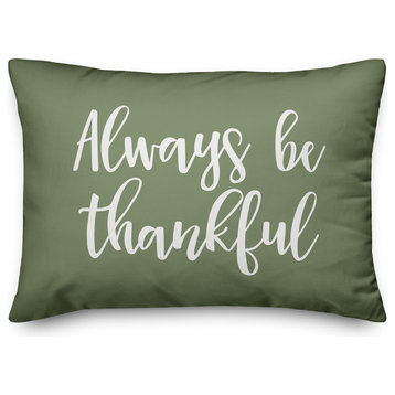 Always Be Thankful Lumbar Pillow, Green, 14"x20"