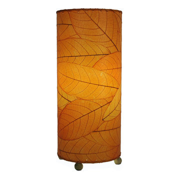 Outdoor Indoor Cocoa Leaf Cylinder Table Lamp, Orange