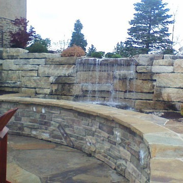 Outcrop Retaining Wall with Waterfall