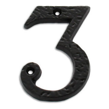 3" Iron Aged Black Finish Numeral, 3