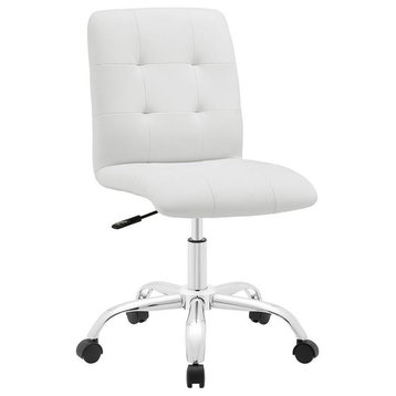 Hawthorne Collections Modern Faux Leather Mid Back Swivel Chair in White