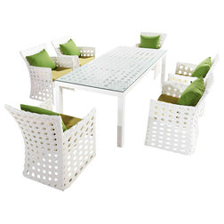 Beach Style Outdoor Dining Sets Orchard 7-Piece Patio Dining Set, Grass Green