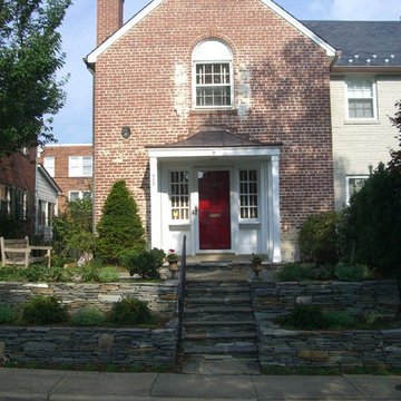 Brick townhouse front landscape renovation 2012