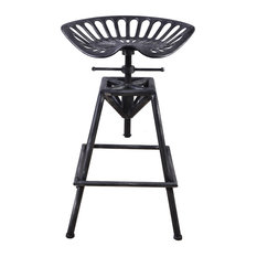 Brikk - Industrial Cast Iron and Steel Adjustable Tractor Stool - Bar Stools and Counter Stools