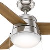 Hunter Fan Company 36" Aker Brushed Nickel Ceiling Fan With Light