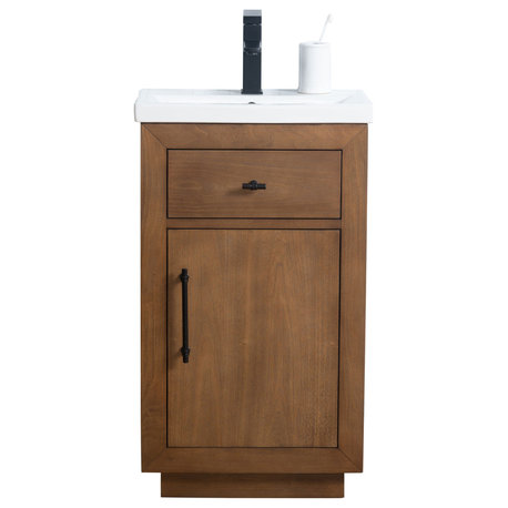 Vanity Art Bathroom Vanity With Sink, Tan, 20" Single, White Ceramic Top