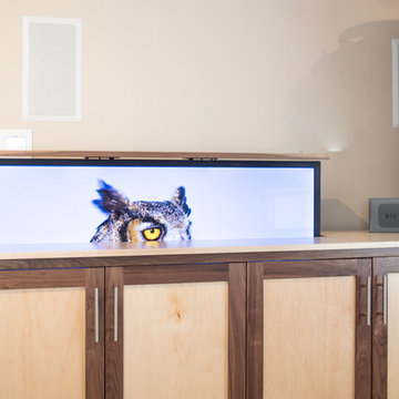 TV Lift Cabinet in solid Maple Infused with Solid Walnut (The Naramada)