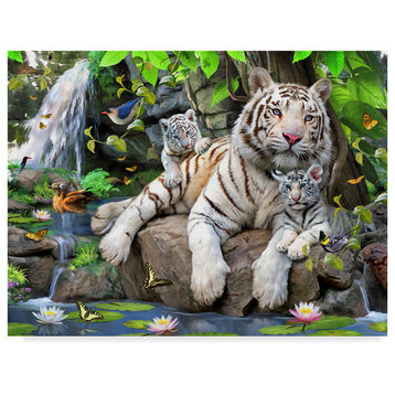 "Two White Tigers" by Howard Robinson, Canvas Art