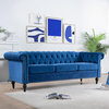 CRO Decor 83.5'' Traditional Square Arm Removable Cushion 3 Seater Sofa (Blue)