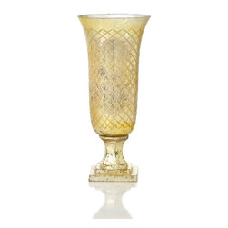 Chateaux 16448 12" Cut Glass Hurricane Candle Holder - Candleholders
