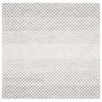 Safavieh Micro-Loop Mlp353F Striped Rug, Gray and Ivory, 5'0"x5'0" Square