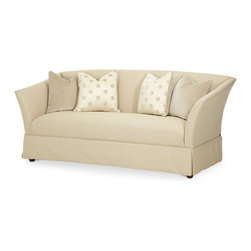 AICO Furniture - After Eight Light Gold Contemporary Flare Arm Sofa Couch - 1981 - Fabric