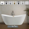 71"x32" Freestanding Acrylic Bathtub, White/Titanium Gold