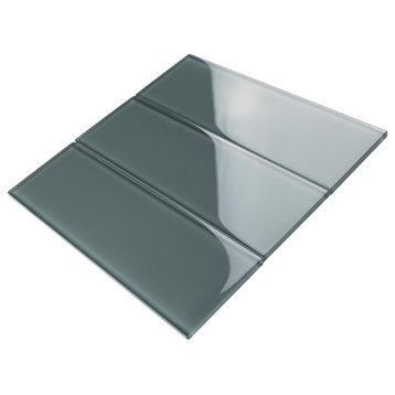 4"x12" Baker Glass Subway Tiles, Set of 3, Gray