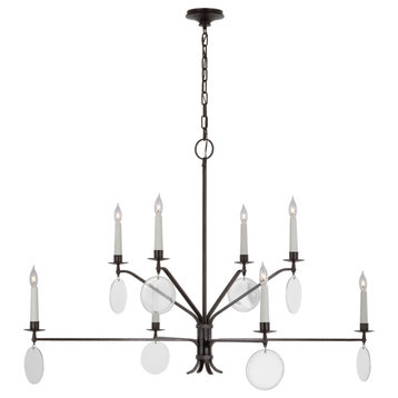 Danvers Grande Two-Tier Chandelier in Aged Iron with Clear Glass