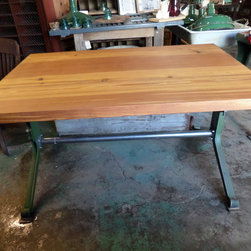 Desk with Industrial Base - Desks And Hutches