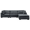 Uptown 100% Top Grain Leather Sectional with Ottoman, Gray
