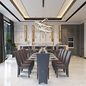 Diningroom with marble accents. California Project