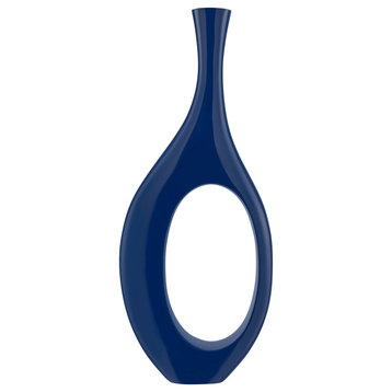 Large Trombone Vase, Navy Blue