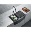 30" Black Stainless Steel Flush Mount Single Bowl Sink, Rounded Apron