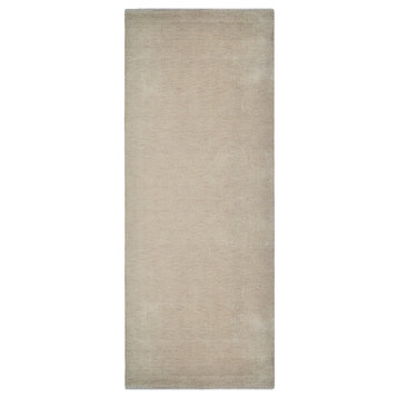 Hand Knotted Loom Wool Area Rug Solid Beige, [Runner] 2'6"x8'