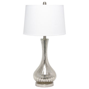 Lalia Home Speckled Mercury Tear Drop Table Lamp With White Fabric Shade