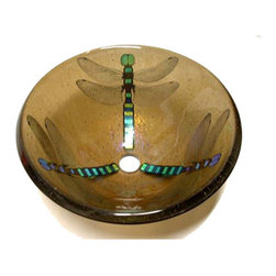 Mark Ditzler - Glass Bathroom Sink | Bronze Dragonfly - Bathroom Sinks