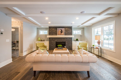 Example of a transitional family room design in Minneapolis