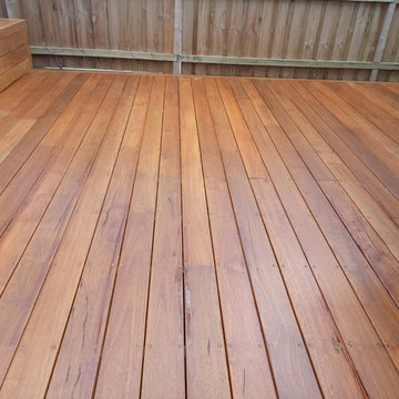 Spotted Gum decking, bench and screen wall